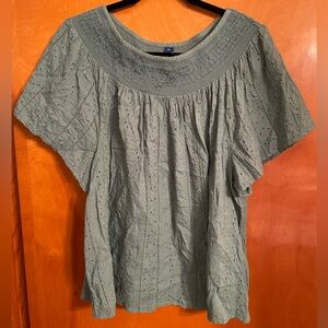 Old Navy Green Eyelet Blouse